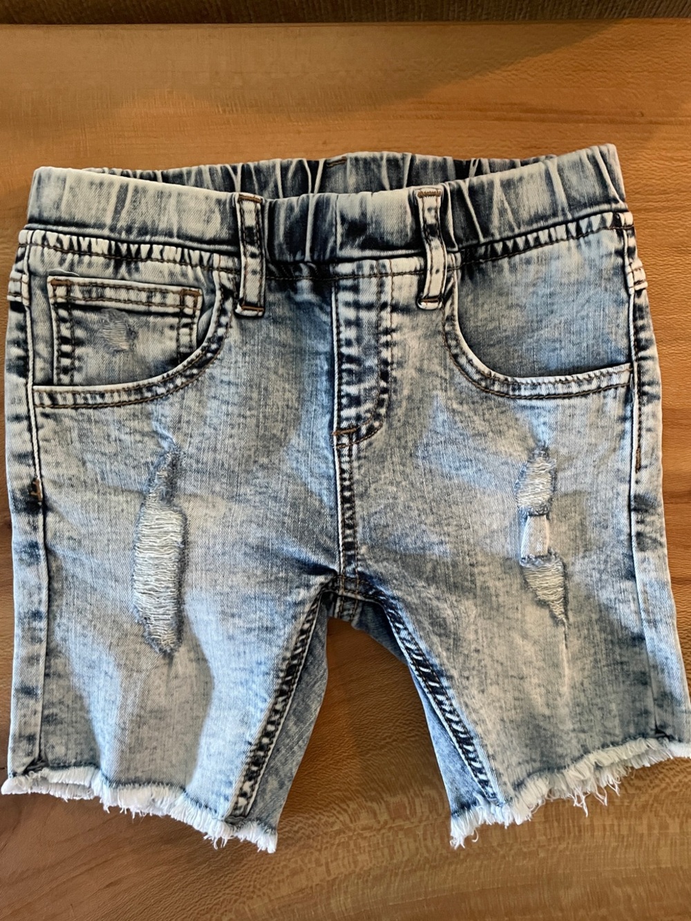 Light Wash Distressed Denim Kids Shorts